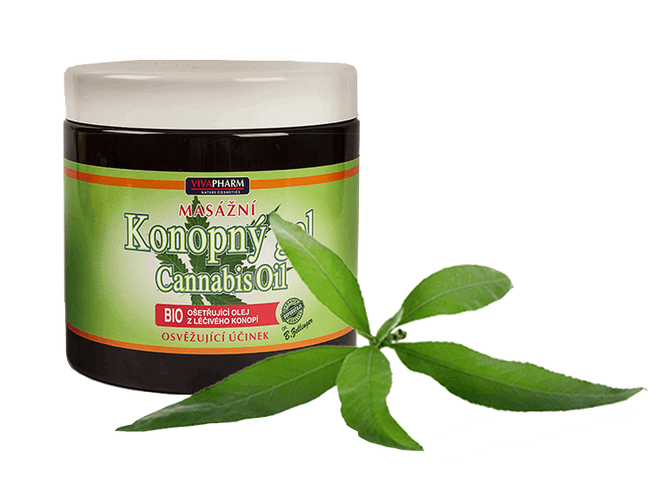 Konopljin gel sa listom konoplje pored