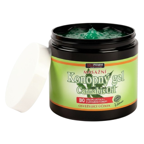 Otvorena kutija gela od konoplje protiv bolova VIVAPHARM