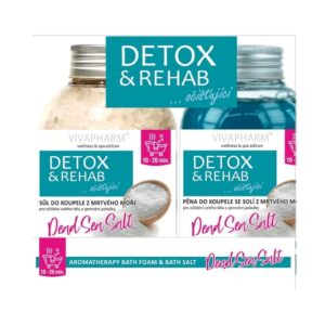 Poklon set DETOX sa mineralima iz Mrtvog mora za detoks, opuštanje i negu kože – pena i morska so za aromatičnu kupku.